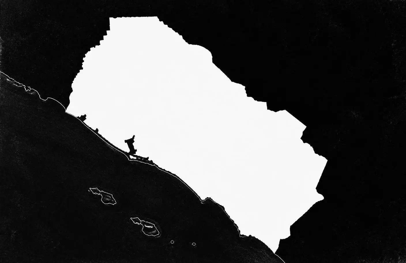 Map of Orange County, California highlighted in white
