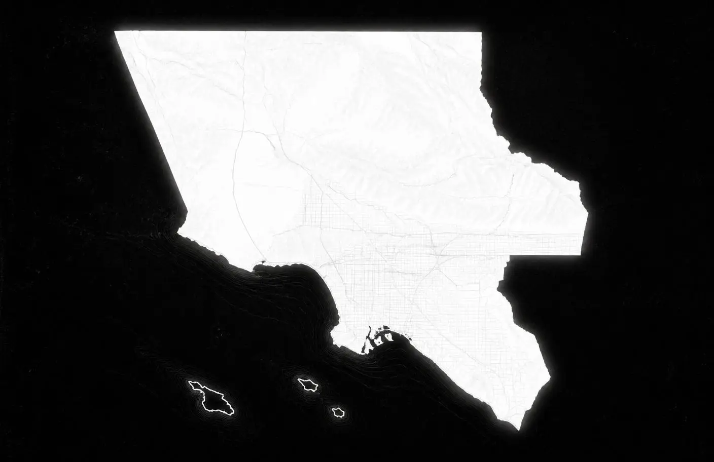 Map of Los Angeles County, California highlighted in white
