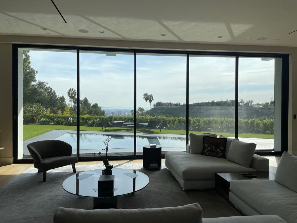 Living room with hillside view