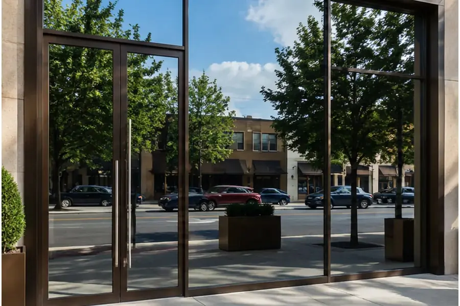 Same storefront after mirror reflective film